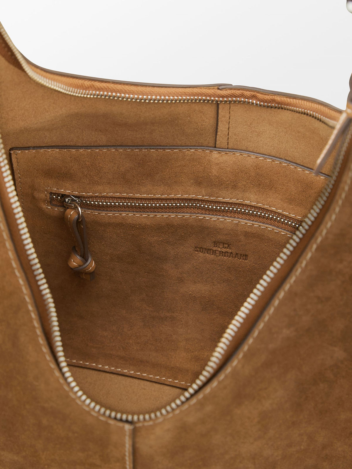 Becksöndergaard, Suede Shae Zip Bag - Cognac Brown, bags, spring summer 2027x