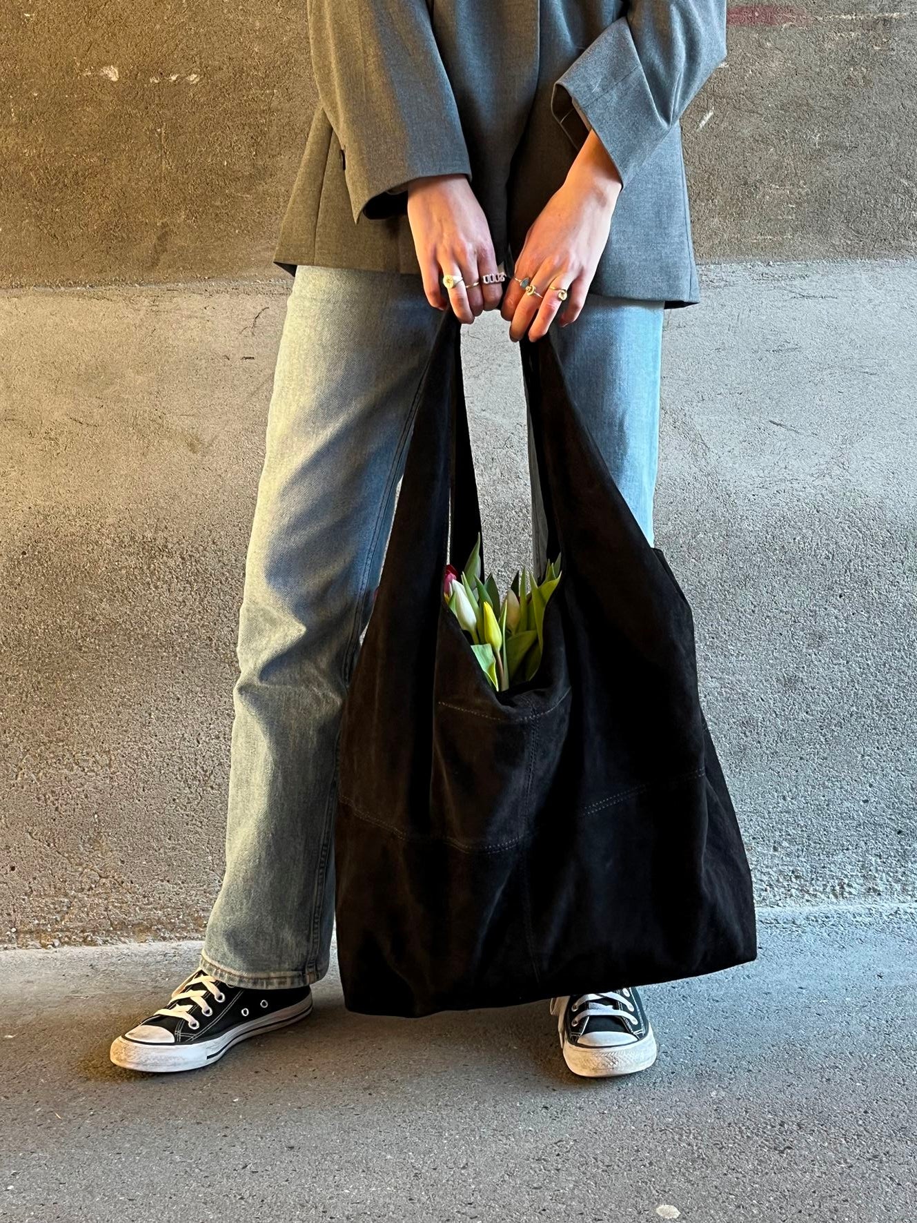 Suede Dalliea Shopper Bag - Black OneSize BeckSöndergaard