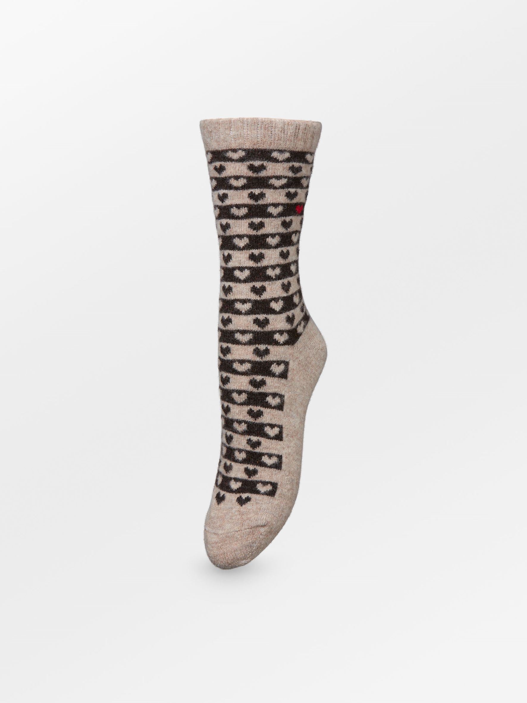 Becksöndergaard, Heart Wola Sock - Soft Beige, socks, black week, black week, socks