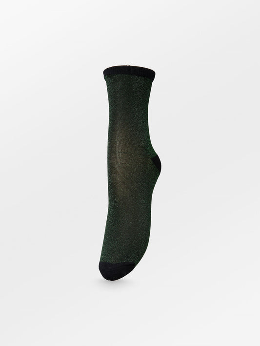 Dina Solid Glittersock - Green Socks BeckSöndergaard