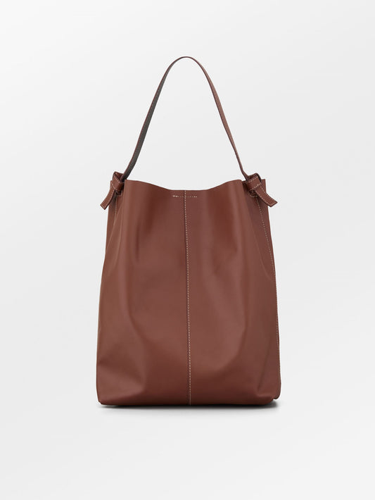 Glossy Mae Leather Shopper Bag - Brown OneSize   BeckSöndergaard