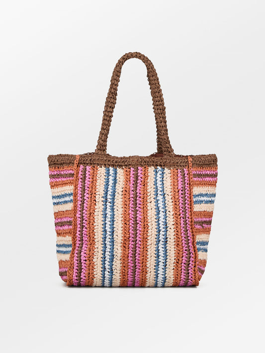 Becksöndergaard, Stripe Straw Tota Bag - Mocha Brown, bags, bags, bags, sale, sale, bags, bags, bags, bags