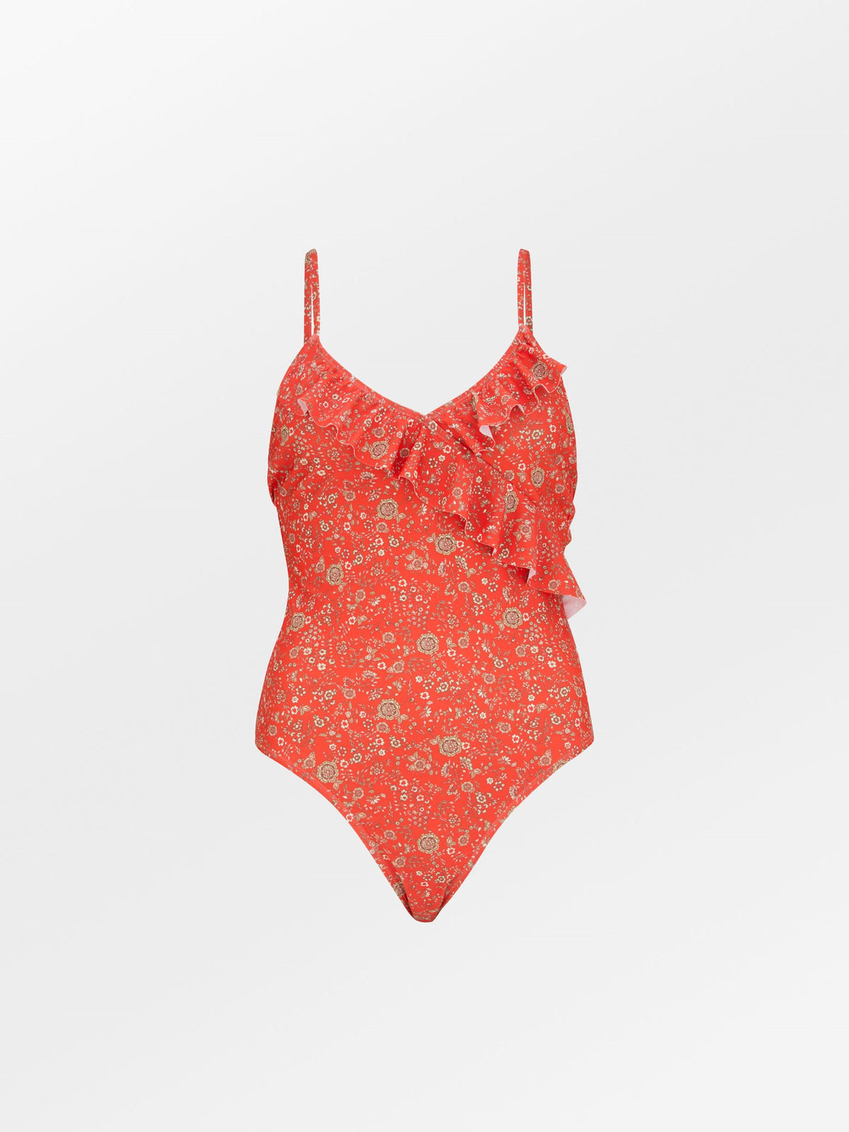Becksöndergaard, Botafleur Bly Frill Swimsuit - Spicy Orange, clothing