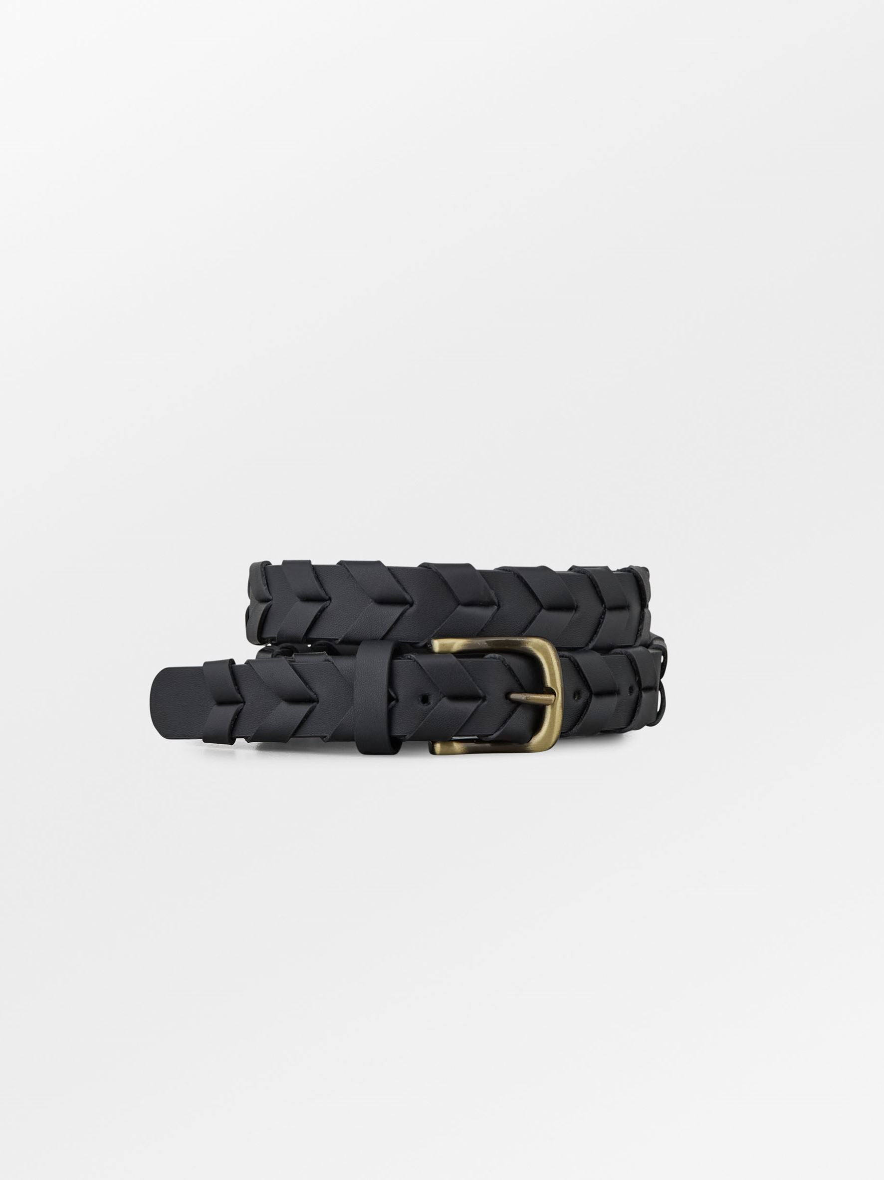 Becksöndergaard, Braided Lena Leather Belt  - Black, struct - slet produkter