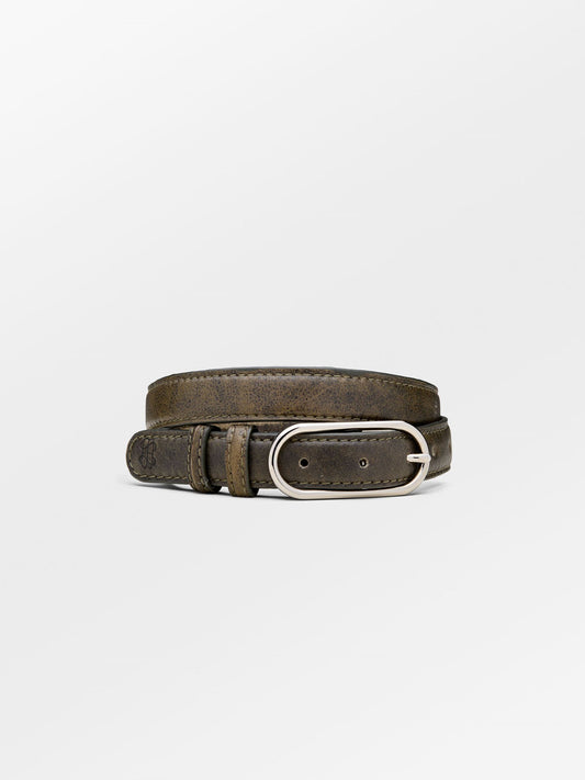 Becksöndergaard, Crushed Slim Leather Belt - Black Olive, accessories, accessories, gifts