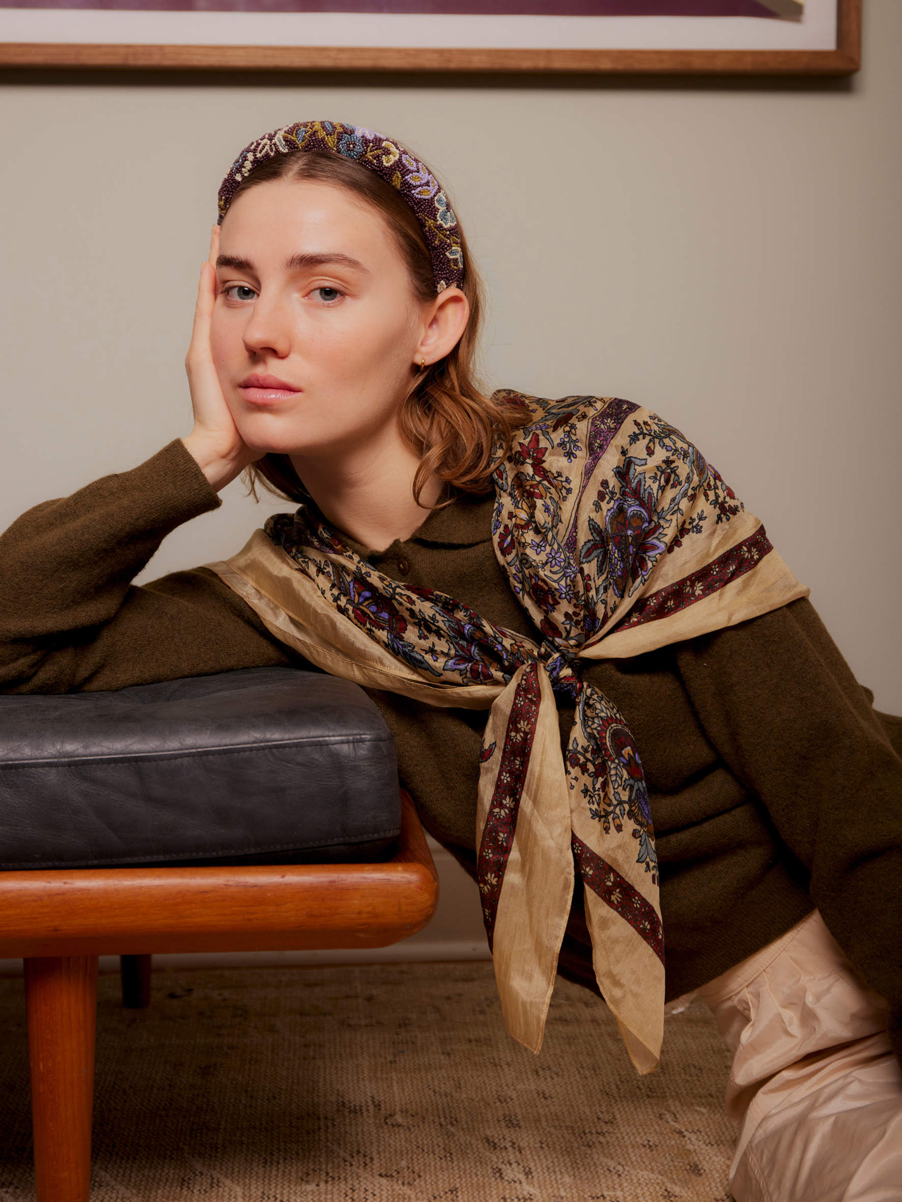 Becksöndergaard, Tapisflora Taby Sia scarf - Rutabaga White, onesize