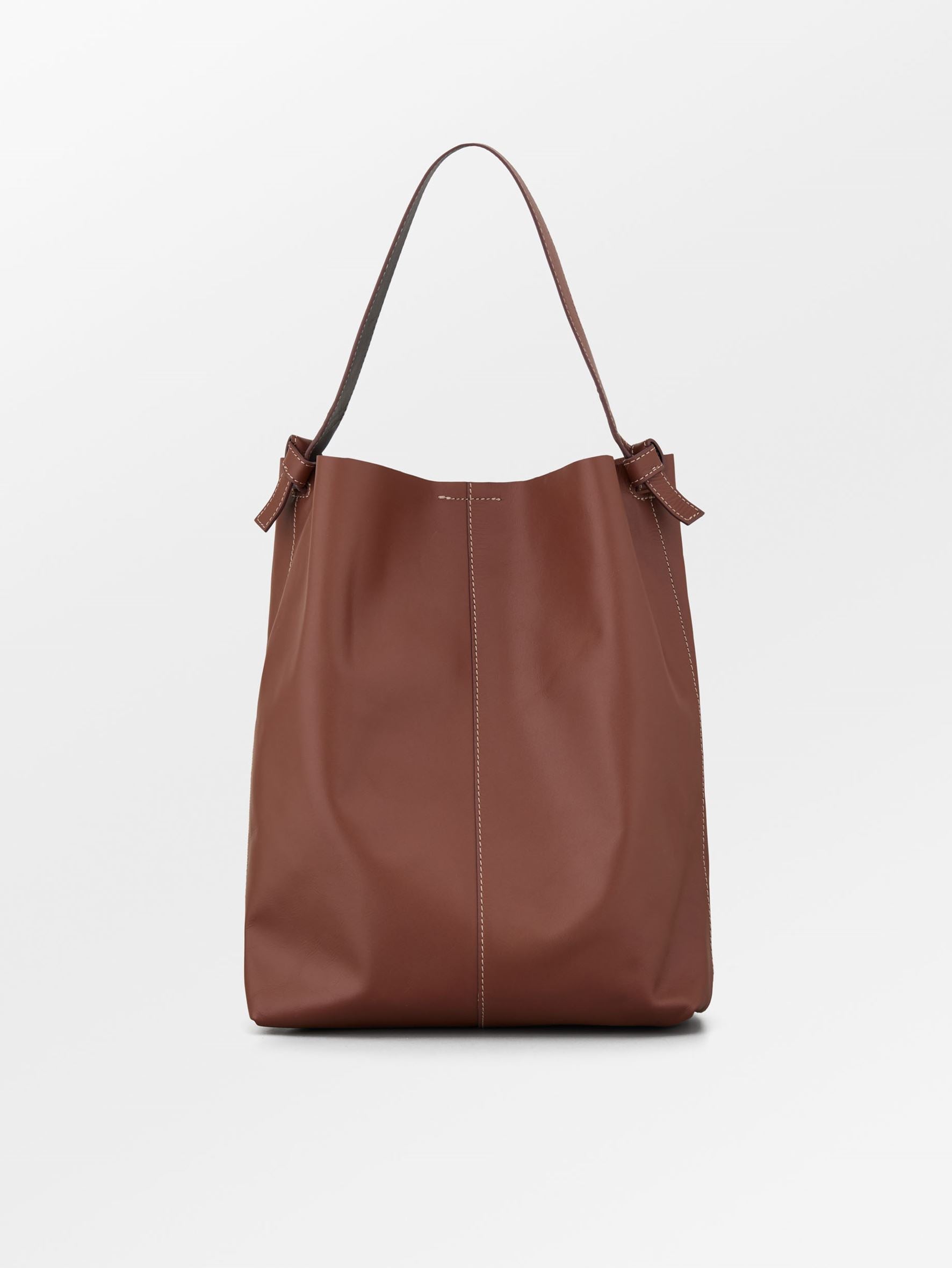 Glossy Mae Leather Shopper Bag - Brown OneSize BeckSöndergaard