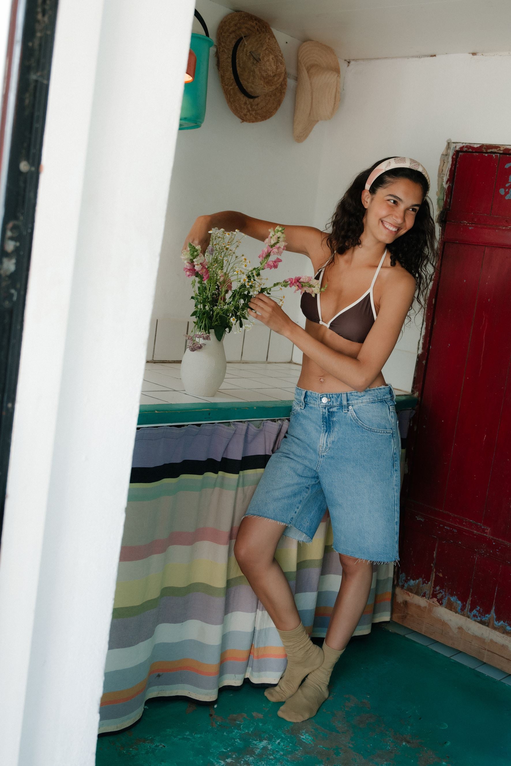 Becksöndergaard, Contrast Bel Bikini Top - Hot Fudge Brown, swimwear, swimwear, noos, swimwear, black week, black week, noos