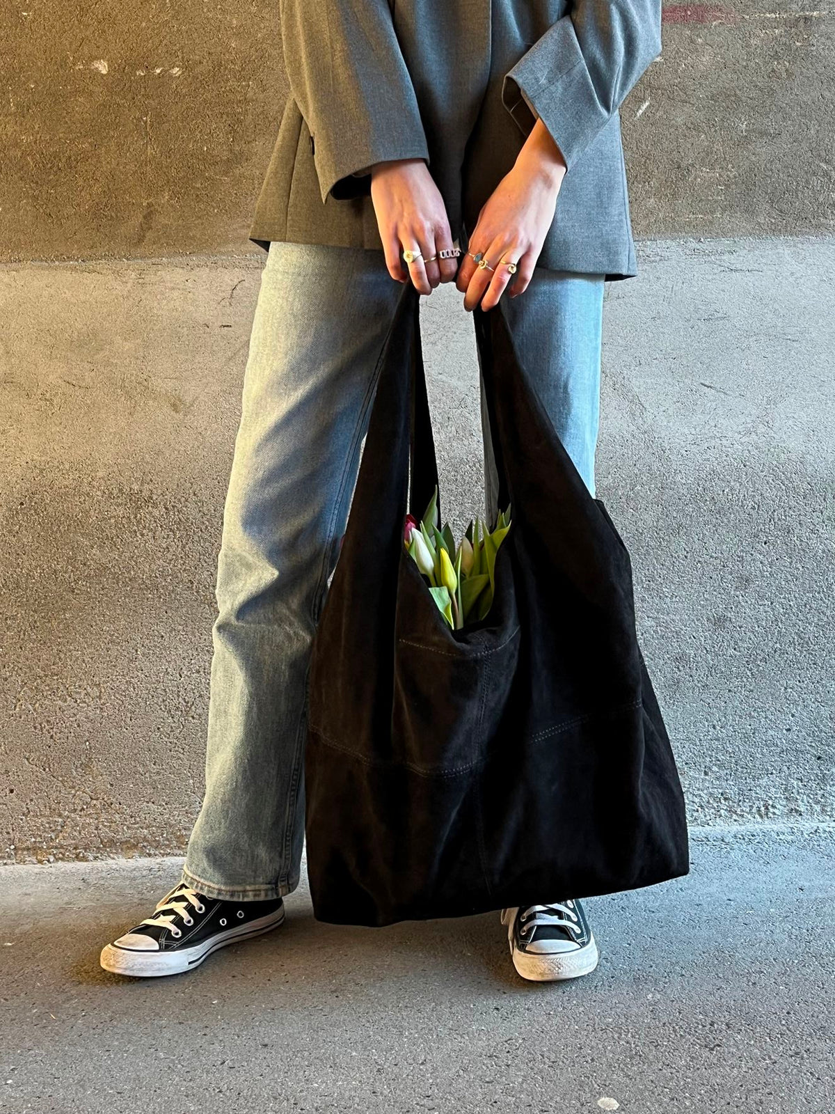 Suede Dalliea Shopper Bag - Black OneSize BeckSöndergaard