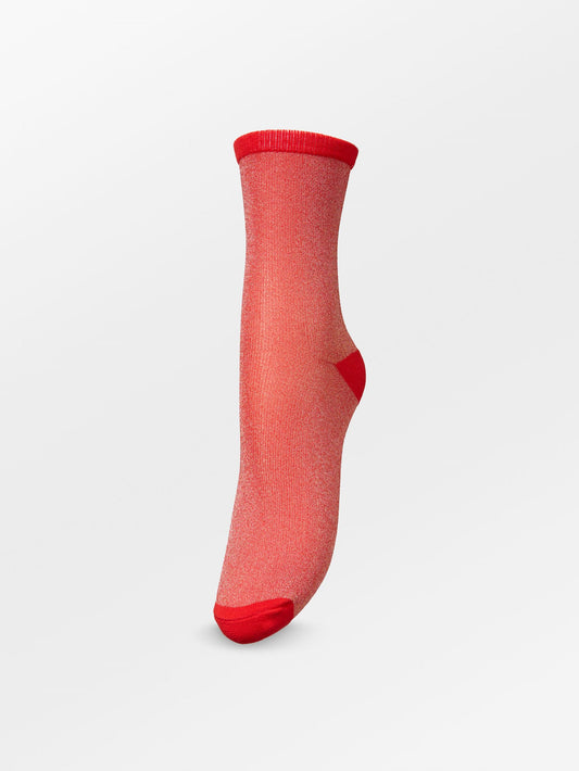 Dina Solid Glittersock - Red Socks BeckSöndergaard