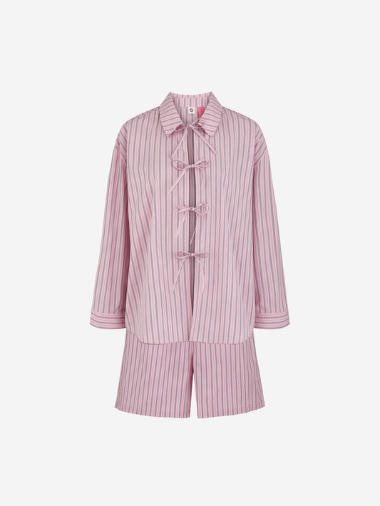 Becksöndergaard, Stripel Set Shirt+Shorts - Candy Pink/Navy, homewear, homewear