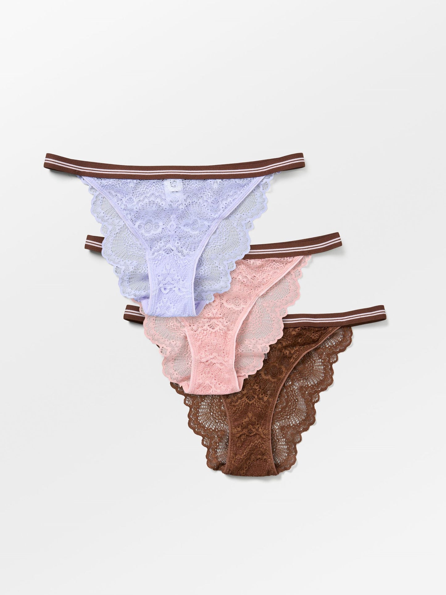 Becksöndergaard, Wave Lace Ray Tanga 3 Pack - Brown/Rose/Lavender, archive, archive