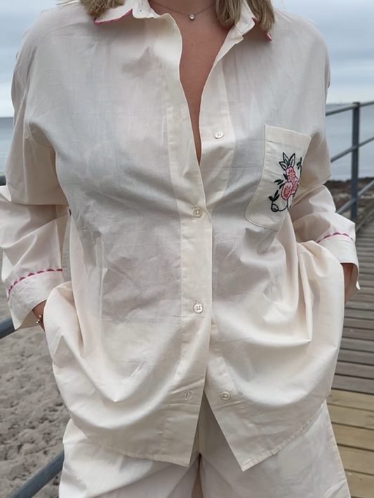 Becksöndergaard, Scallop Efloria Pyjamas Shirt - Whitecap Gray, archive, high summer 2026, essentials