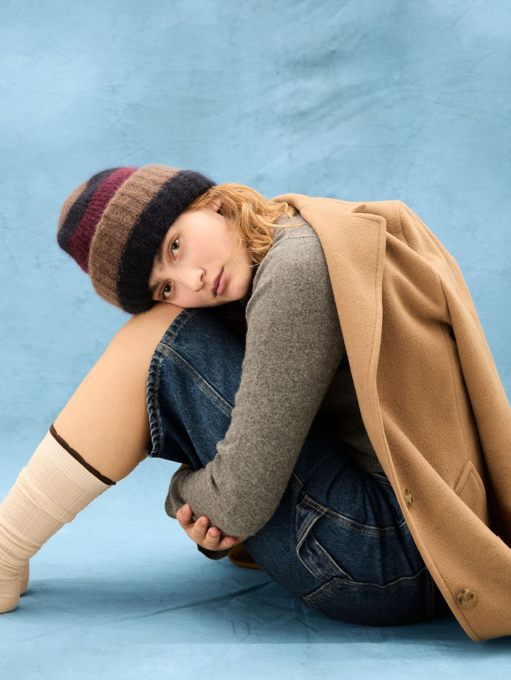 Becksöndergaard, Striped Soloma Beanie - Burgundy, accessories, archive, archive, winter accessories, archive, accessories, winter accessories, black week, black week