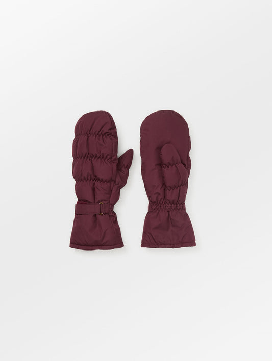 Becksöndergaard, Padded Nylona Mitten - Burgundy, accessories, accessories, archive, archive, winter accessories, archive, winter accessories, black week, black week