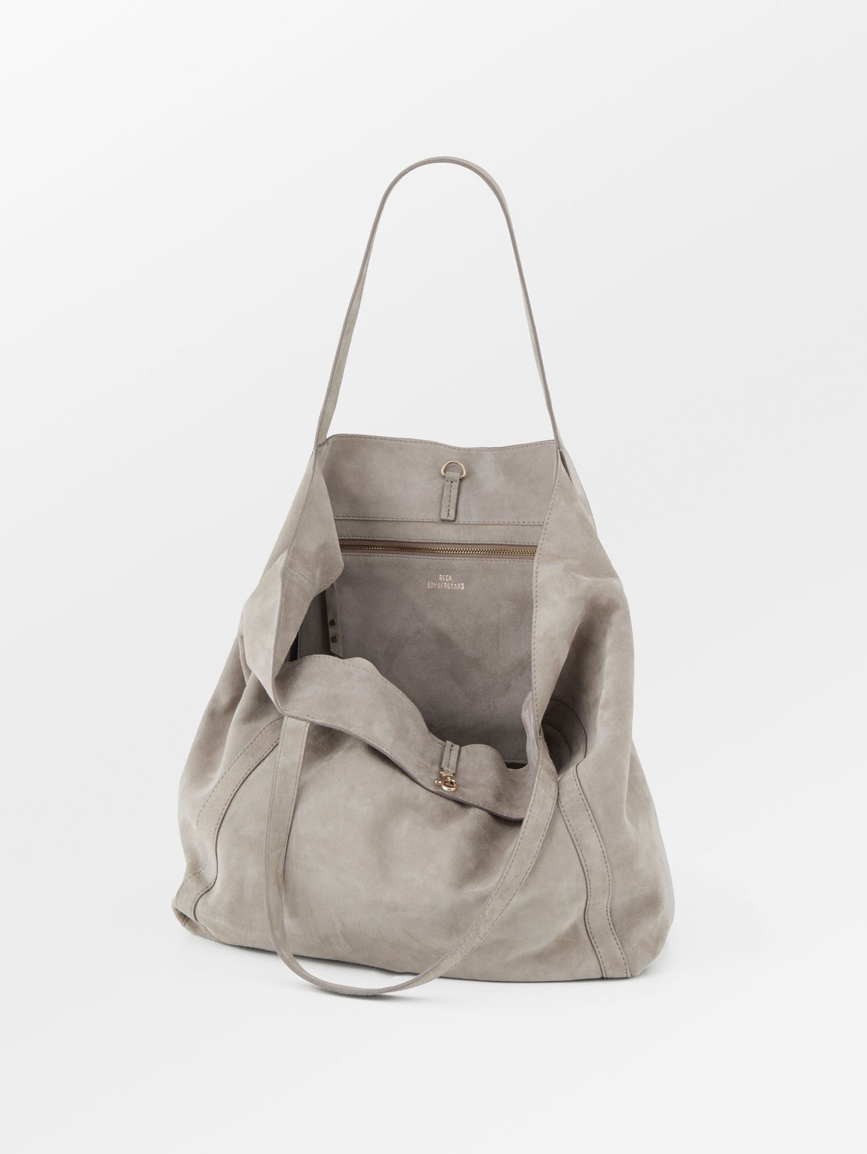 Suede Eden Shopper Bag - Gray OneSize BeckSöndergaard