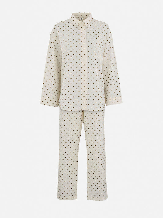 Becksöndergaard, Hearts Pyjamas Set - Off-White/Brown, news, homewear, trending now, most popular, pyjamas