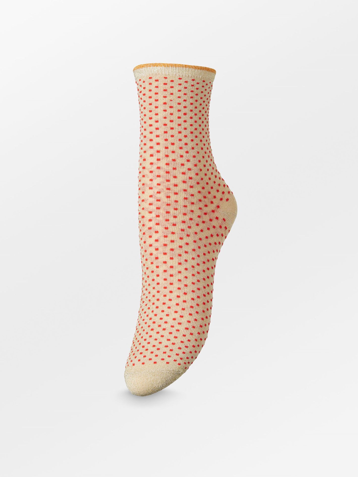 Dina Small Dots Sock - Beige/Red Socks   BeckSöndergaard