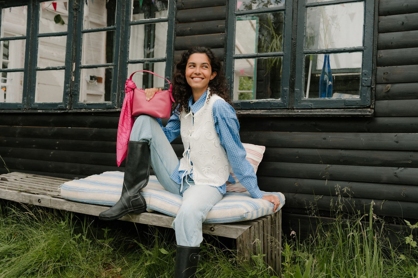 Becksöndergaard, Stencia Tulip Sia Scarf - Vivacious Pink, scarves, scarves, scarves, scarves