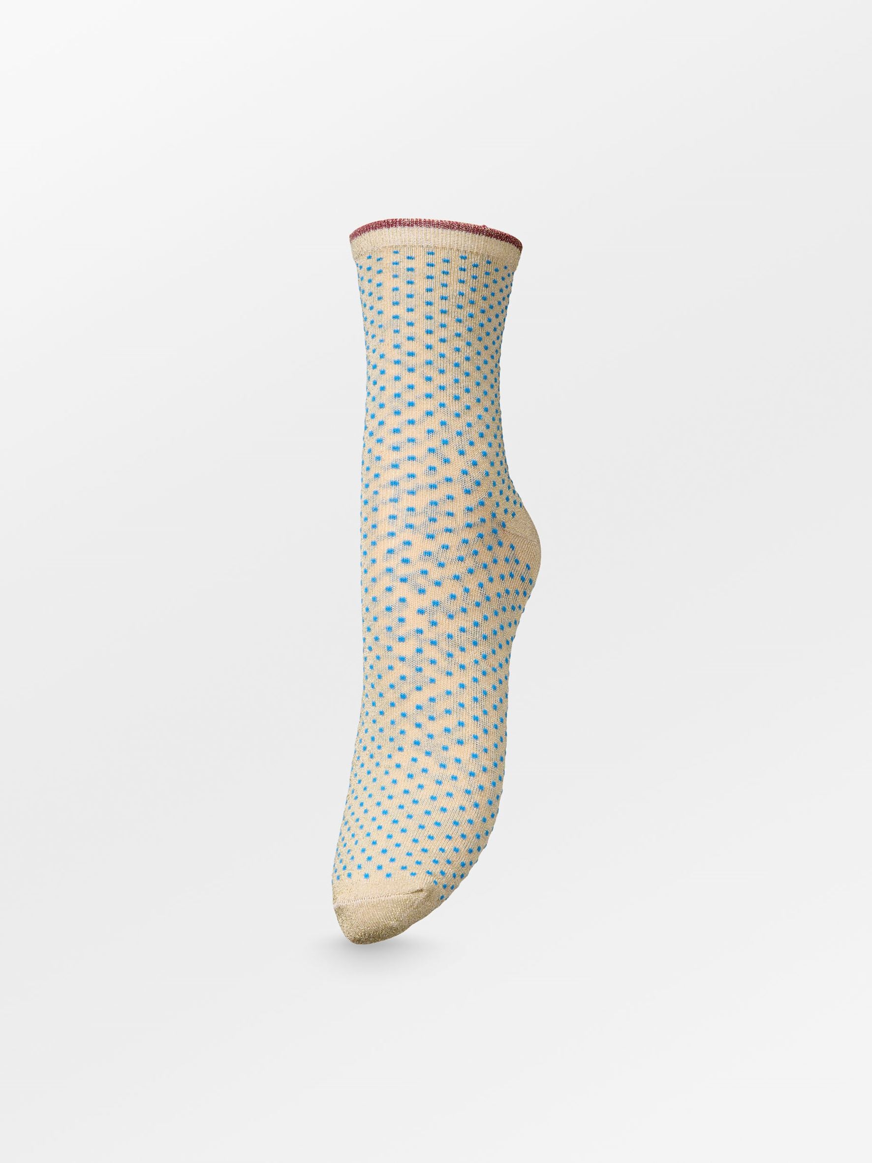 Dina Small Dots Sock - Beige/Blue Socks BeckSöndergaard