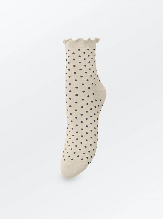 Becksöndergaard, Dotted Frilla Short Sock - Birch White, socks, socks