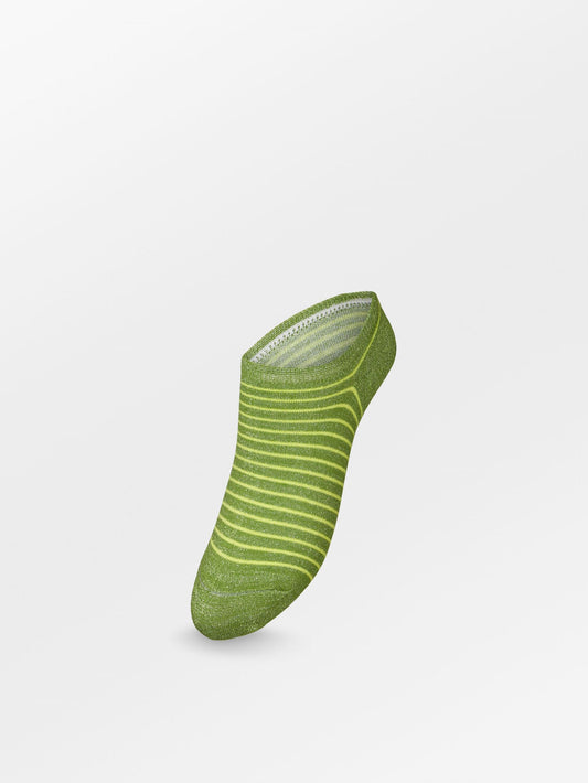 Stripe Glitter Sneakie Sock - Green Socks   BeckSöndergaard