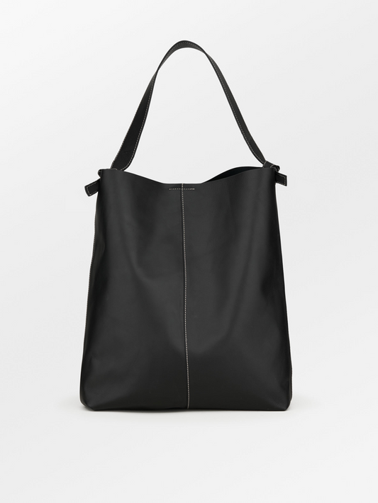 Glossy Mae Leather Shopper Bag - Black OneSize   BeckSöndergaard